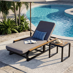 3-Piece Adjustable 5-Position Outdoor Chaise Lounge Set