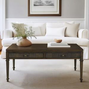 Fluted 2 Drawer Coffee Table - Brown