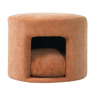 Orange Pet Friendly Ottoman with Removable Pet Cushion and Hidden Pet Nook