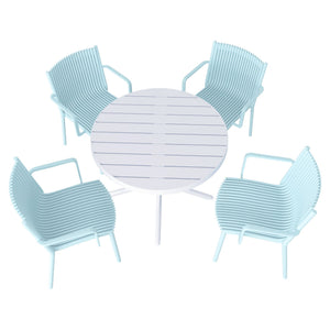 4 Modern Stackable Plastic Armchair Matched With Round Table