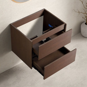 Bathroom Vanity With Basin Wall Hang Storage - Brown / Brown / White