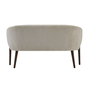 Corduroy Recessed Arm Loveseat (Beige + Walnut)
