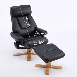 Upholstered Heated Massage 360° Swivel Accent Chair With Ottoman