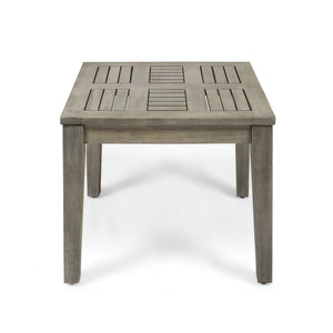 Dexterity Outdoor Square Side Table with Wood Frame - Gray