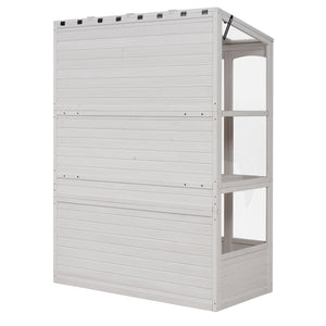 TOPMAX 78-Inch Wooden Greenhouse with Skylights and Folding Shelves