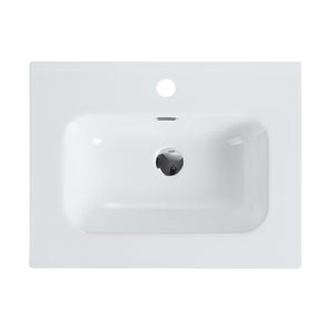 Glossy White Ceramic Integrated Sink