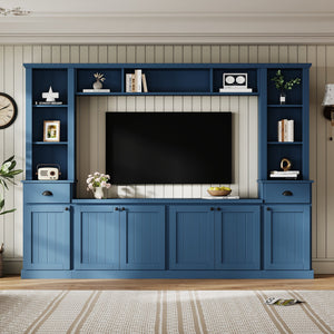 Minimalist Entertainment Wall Unit with Bridge for TVs Up to 75''