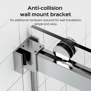 Frameless Double Sliding Shower Door In, Thick Tempered Glass, Reversible Installation