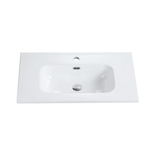 Glossy White Ceramic Integrated Basin