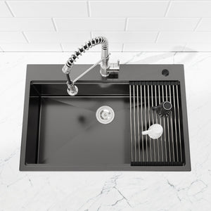 Stainless Steel Kitchen Sink, 33″x22″ Single Bowl, Overmount Handmade Sink