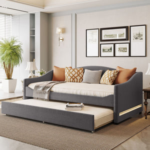 Design Upholstered Daybed With Light and Trundle