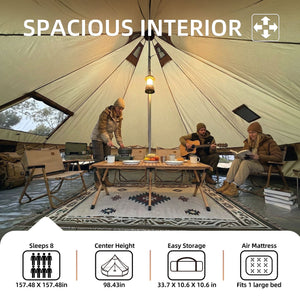 4 Season Bell Tent 13.1FT, Green Waterproof Glamping Yurt Tent