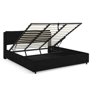 Storage Upholstered Hydraulic Platform Bed With Integrated Headboard