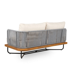 Lucca Outdoor Acacia Wood Rope Woven Sofa Sectional Set