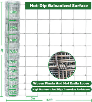 Farm Fence 4ft x 164ft 14-Gauge Heavy Zinc Coated Wire Fencing