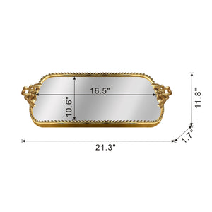 Ornate Gold Accent Tray with Mirrored Surface