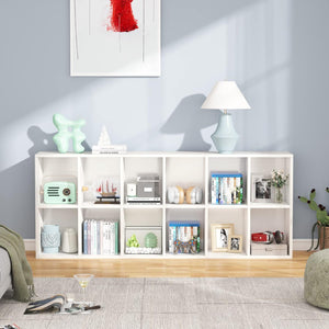 Narrow 12 Cube Bookcase With Closed Back For Living Room - White