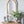 9.4x9.4x10.6' Decorative White Urn Planter with Distressed White Finish and Gold Accents