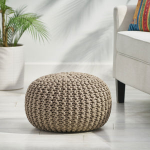 Moro Knitted Round Pouf With Pumpkin Shape