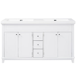 Bathroom Vanity With Double Sinks, 3 Drawers & 4 Doors - White