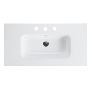 Abay Home Glossy White Ceramic Integrated Bathroom Vanity Sink