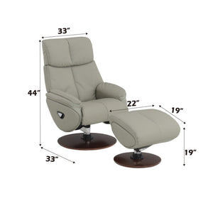Kandoro Top Grain Leather Accent Chair With Swivel & Ottoman - Gray
