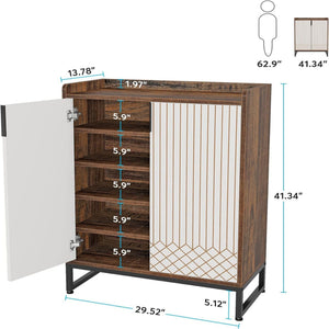 5 Tier Shoe Cabinet With Doors, Compact Entryway Storage Organizer