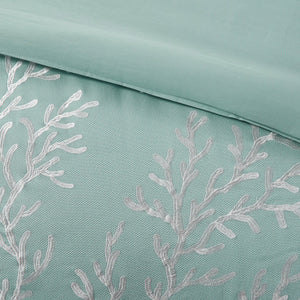 Oversized Cotton Jacquard Comforter Set Aqua Queen