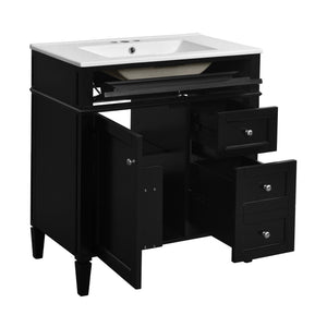 Bathroom Vanity With Top Sink, 2 Drawers & Tip Out Drawer
