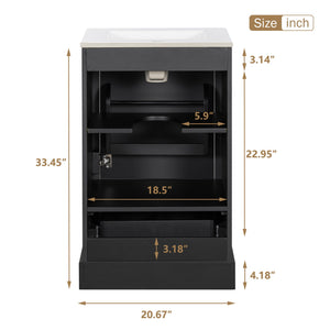 Bathroom Vanity With Sink, Soft Close Door, Adjustable U-Shaped Shelf