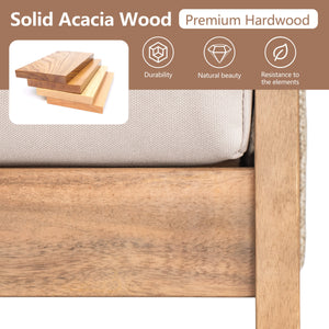 Outdoor 4pc Acacia Wood and Rope Sectional Patio Sofa Set