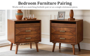 24" Nightstand with Charging Station and Two Drawers