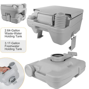 10L/2.64Gal Portable Toilet Camping Porta Potty Leak-proof Flush Travel Commode For Camping Traveling Boating Outdoor Activities