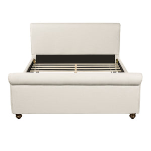 Queen Size Upholstered Bed Frame With Linen Fabric