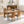 French Style Solid Wood Frame Antique Painting, Hand-Pulled Buckle Decoration Artificial Dining Chair With Nailhead Trim, Wood Legs