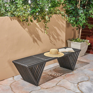 Gloaming Outdoor Bench with Slat Design and Triangular Base