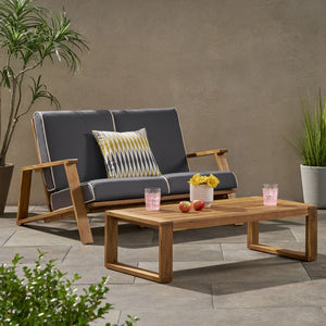Paloma Contemporary Loveseat and Coffee Table Set with Weather Resistant Cushions