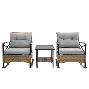 3pcs Rocking Rattan Set - Grey