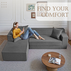 106.5" Convertible L-Shaped Sectional Sofa Bed