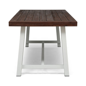 Equilibrium Outdoor Dining Table with Wooden Frame and Slat Top