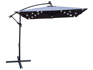 Square 2.5x2.5M Outdoor Patio Umbrella with Solar LED Lights