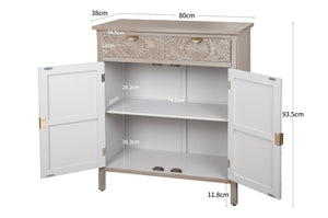 Hand-Carved Accent Cabinet with Drawer and Doors