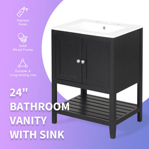 24" Black Bathroom Vanity