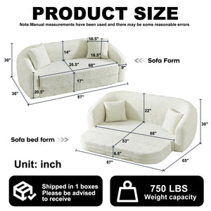 87-Inch Curved Convertible Sofa Recliner