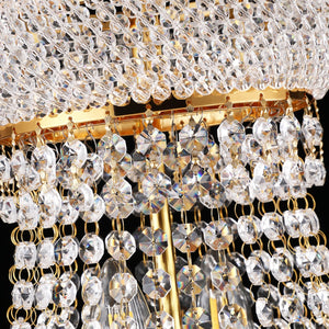 24-Inch Gold Crystal Chandelier, 12-Light French Empire Style Ceiling Light
