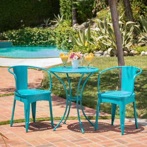 Lourdes 3 Piece Metal Outdoor Set - Teal