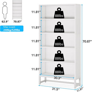 5 Tier Heavy Duty Bookshelf for Living Room