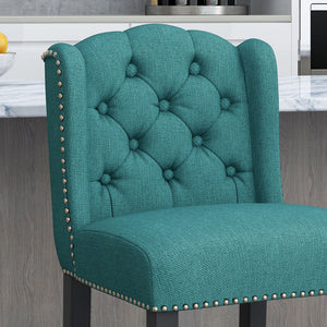 Vienna Fabric Tufted Counter Stool With Nailhead Accents (Set of 2)