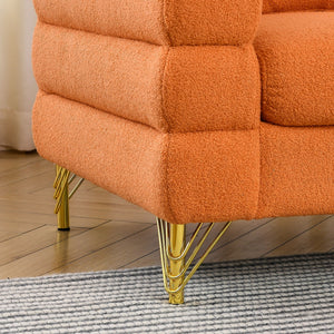 Oversized L - Shaped Corner Sofa, 5 Seater Sectional With 3 Cushions, Living Room Furniture - Orange