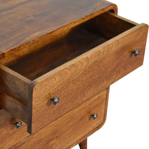 Solid Wood Mini Curved Chestnut Chest, 3-Drawer, Nordic Legs